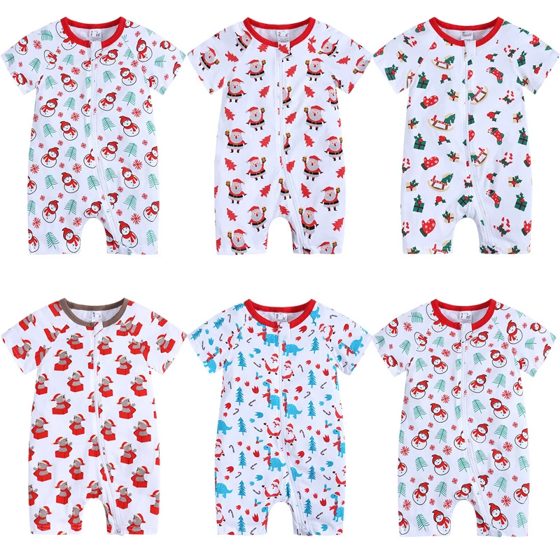 

Рождественский Осенний комбинезон для маленьких мальчиков и девочек, комбинезон с коротким рукавом для новорожденных, одежда для маленьки...