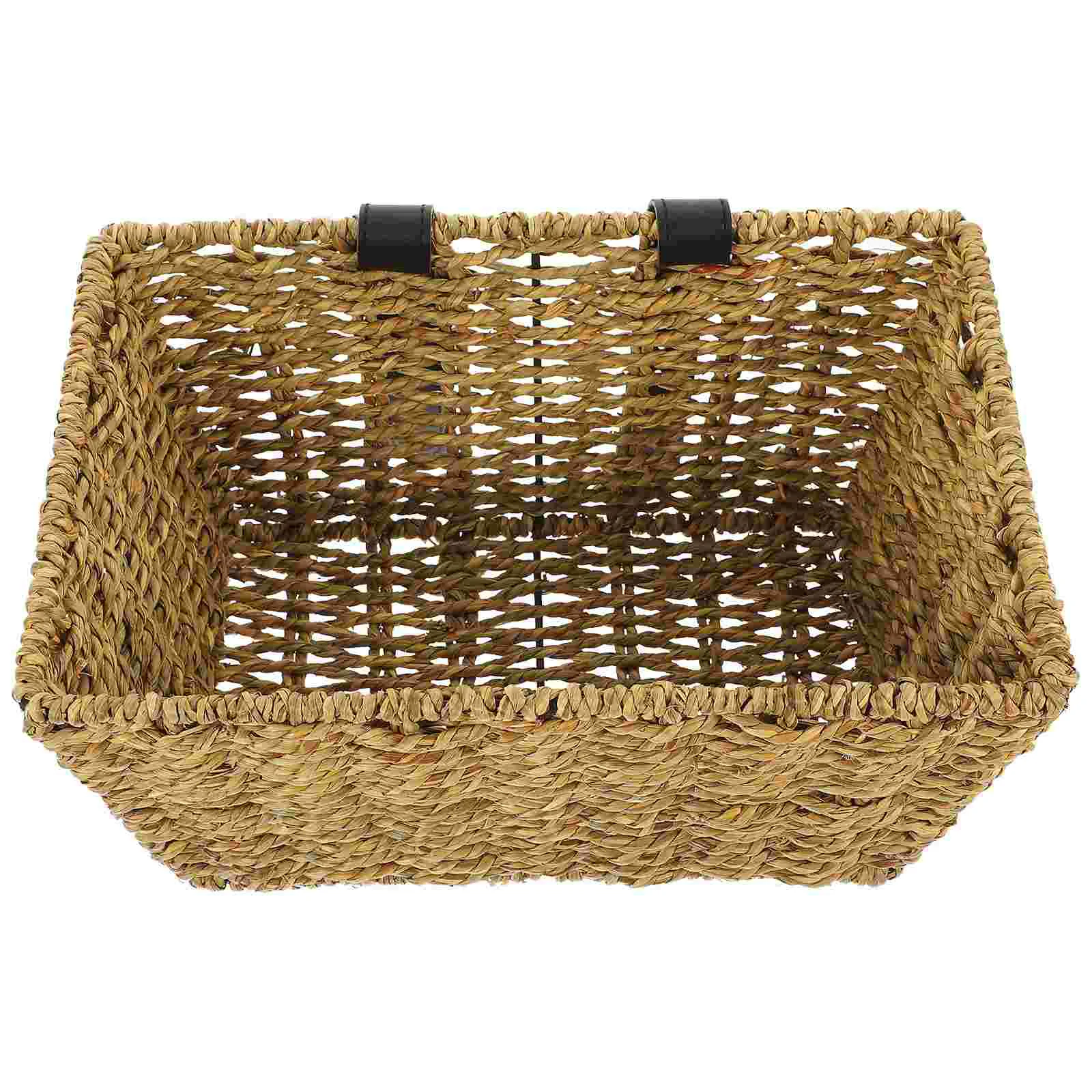 

Wicker Basket Buckle Bike Accessory Detachable Tricycle Front Seagrass Rope Child
