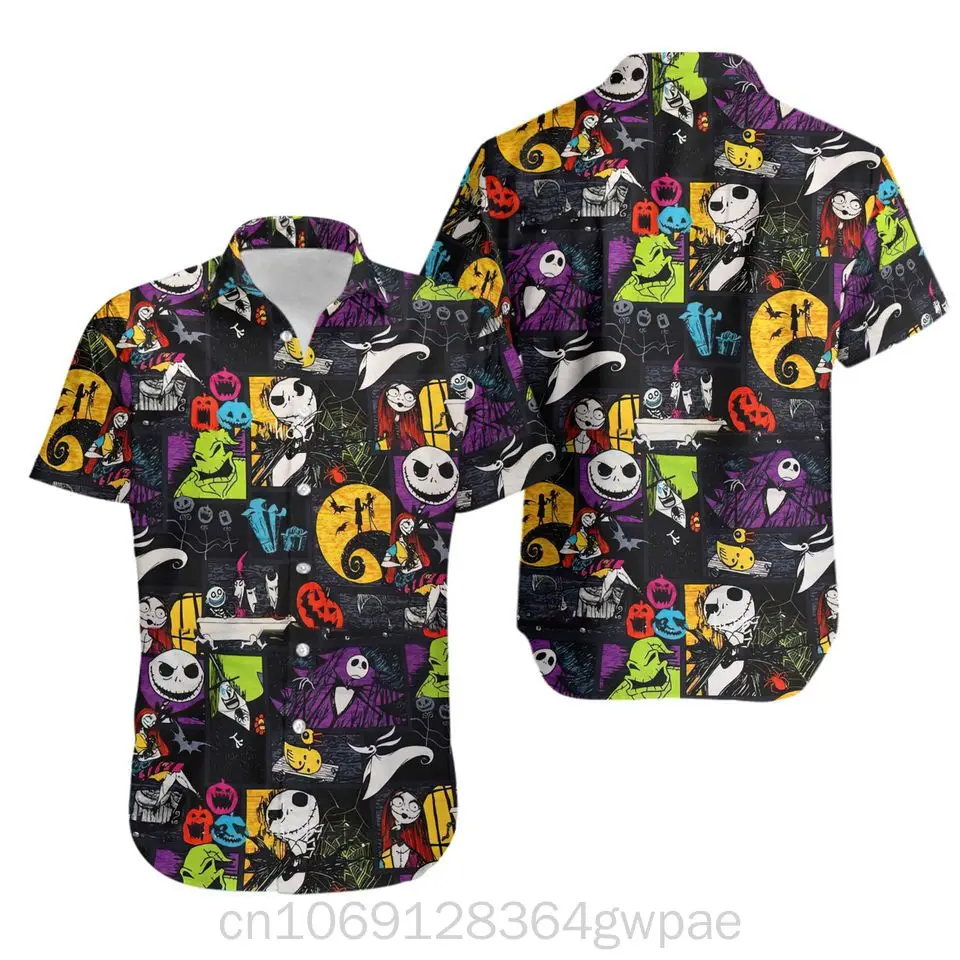 Гавайская рубашка с принтом Кошмар перед Рождеством Джек Скеллингтона Хэллоуин
