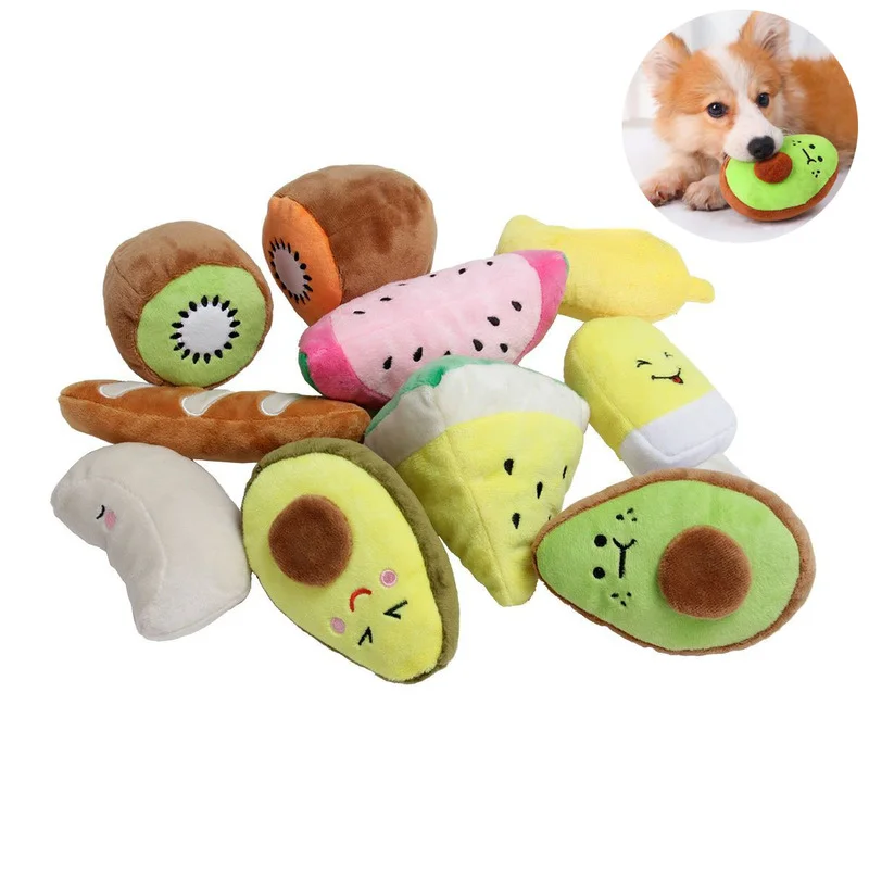 

Sounding Puppy Dog Chew Toys Fruit Squeak Toy For Cat Pets Plush Chew Puppy Training Toy Squeaky Toy For Pet Supplies