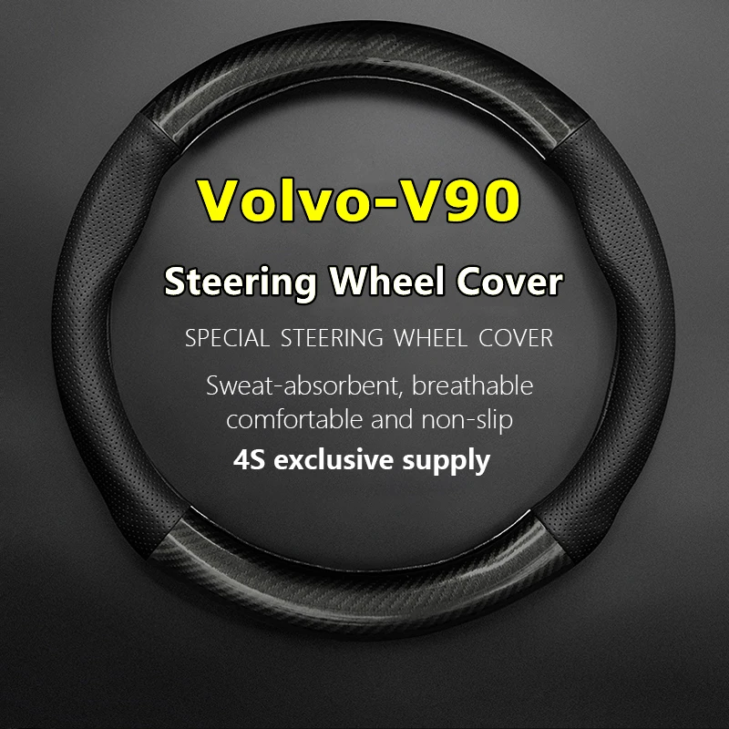 

Carbon Fiber For Volvo V90 Steering Wheel Cover Genuine Leather Carbon Fiber Fit Cross Country T5 B5 AWD 2020 2021 2022 2023