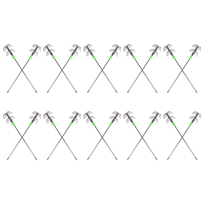 

20Pcs Saltwater Glowing Jig Fishing Hook 15Cm Stainless Steel Double Layers Umbrella Squid Hook For Fishing