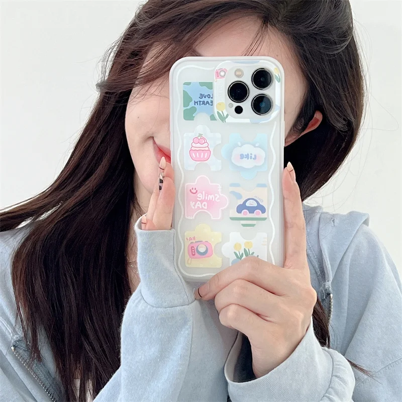 Корейский чехол для телефона с мультяшным принтом iPhone 13 12 11 Pro Max XS XR X 12pro 7 8 Plus