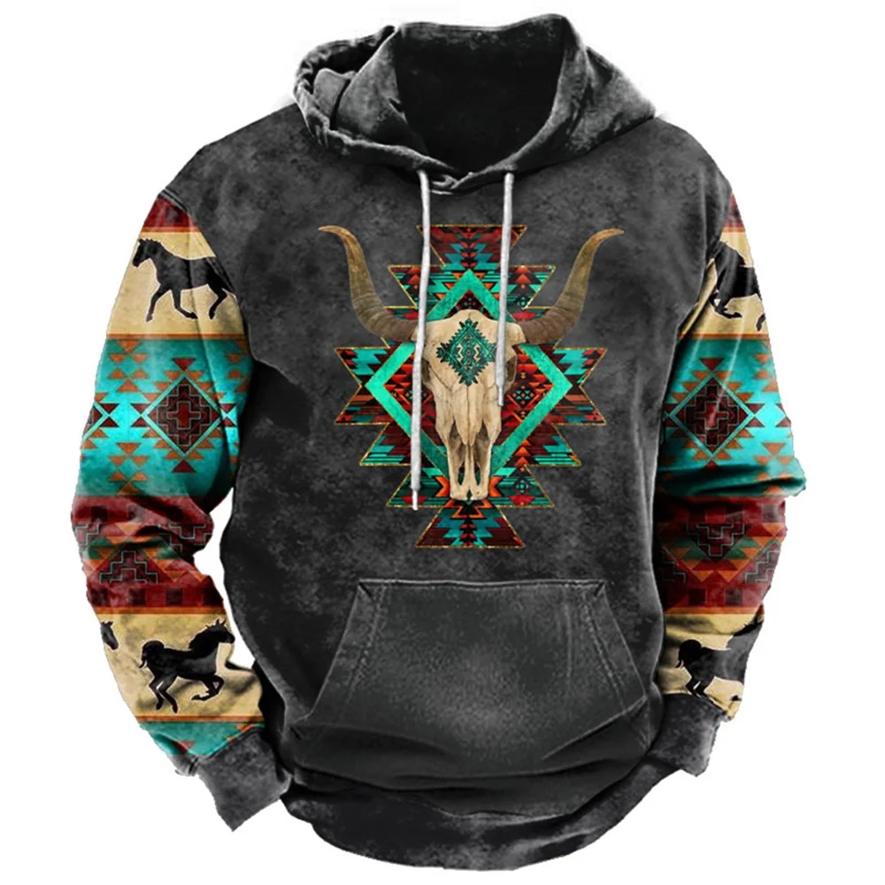 

Niutou Tribe Retro Harajuku Men's Hoodies Outdoor Sports Pullover Fashion Trend Jackets Hip Hop Tops Oversized Vintage Clothes