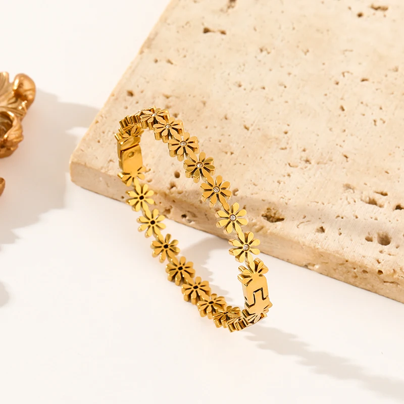 Женский браслет из нержавеющей стали с цветами GANEMLY 316L новый трендовый