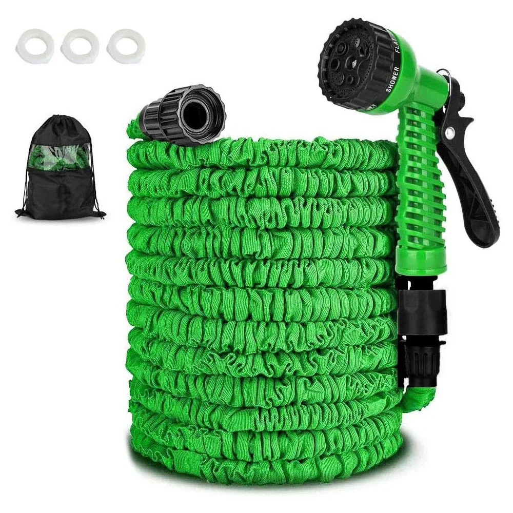 Телескопическая водопроводная труба 25FT-150FT, садовый шланг для мойки автомобилей и полива цветов, с клапаном ВКЛ-ВЫКЛ