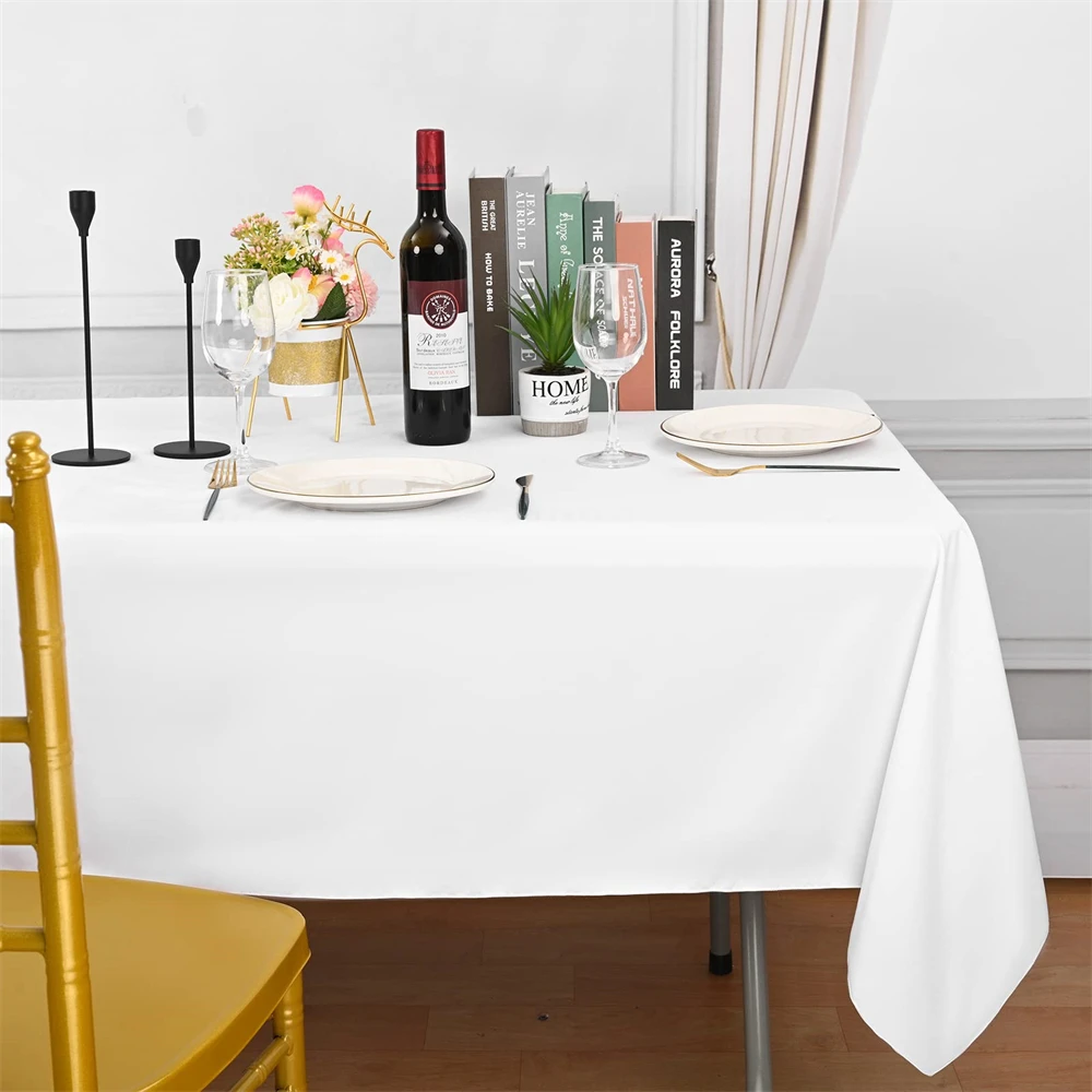 

2/3/4/5/6/8 Pack 60 x 102 Inch Tablecloth, White Tablecloth for 6 Feet Rectangle Tables, Stain and Wrinkle Resistant Washable