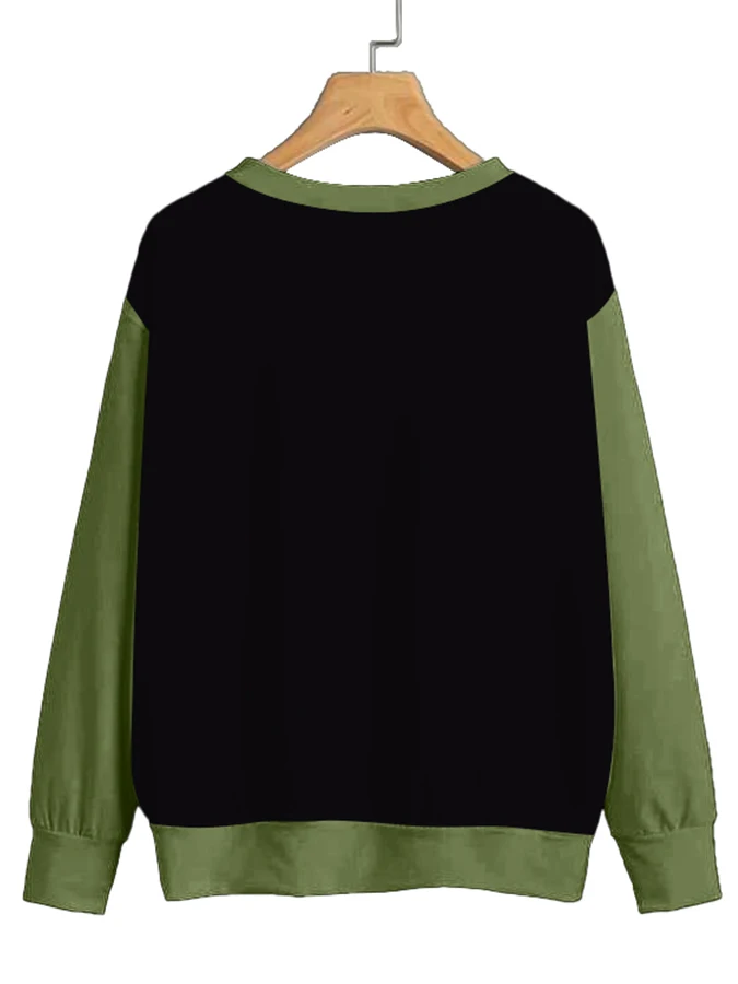 

Casual Colorblock Vintage Print Crew Neck Long Sleeve Sweatshirt