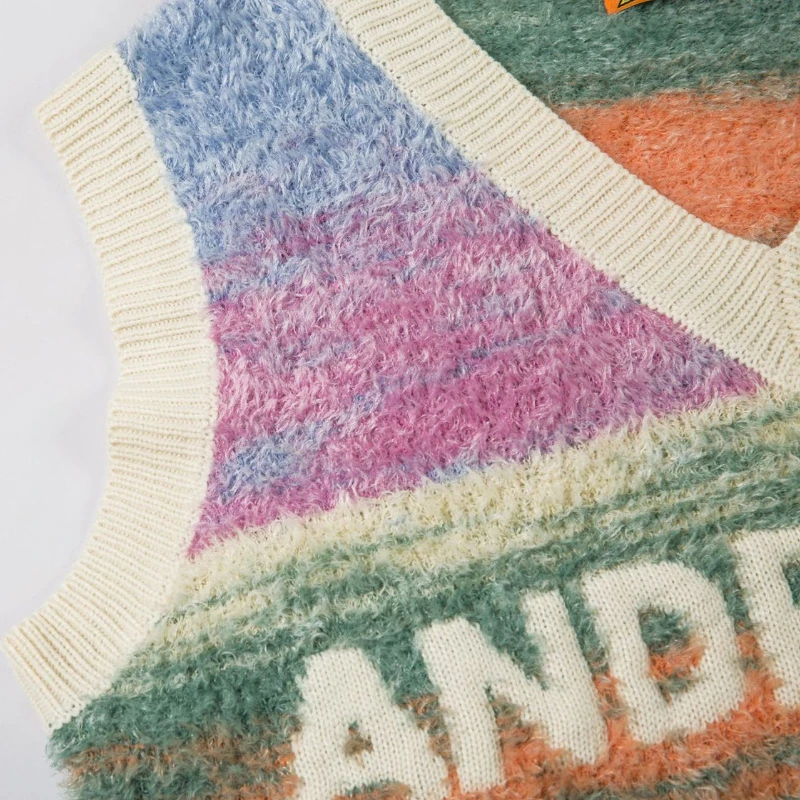 Жилет в стиле Харадзюку для мужчин и женщин Свободный пуловер полоску с