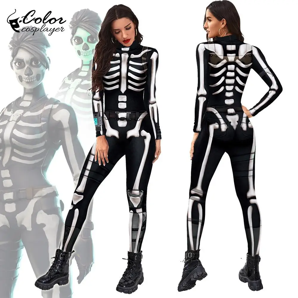 

Цветной косплейер для Хэллоуина карнавальвечерние скелет человека Косплей Костюм зентай костюм кошки Женское боди с 3D цифровой печатью