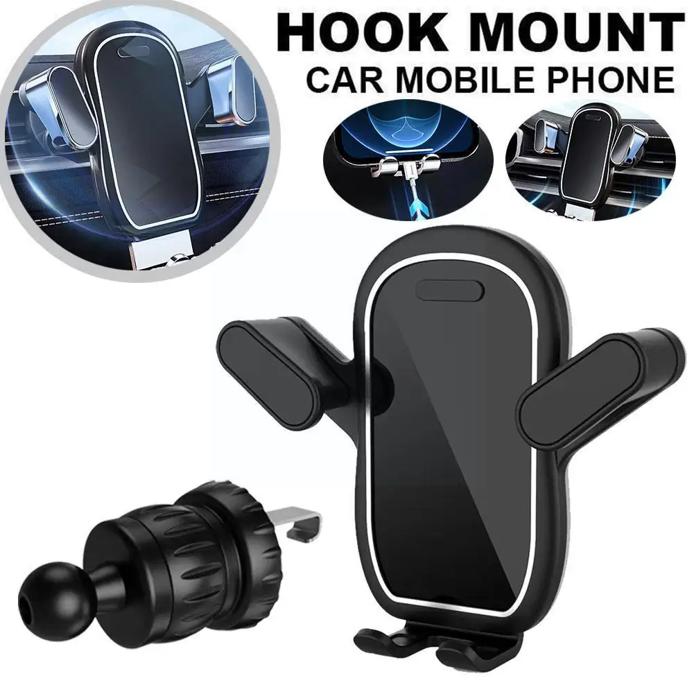 

Universal Gravity Car Holder With Hook Adjustable Rotation Clip Navigation Vent Smartphone Stand Car Support Air Mount Brac E9A2