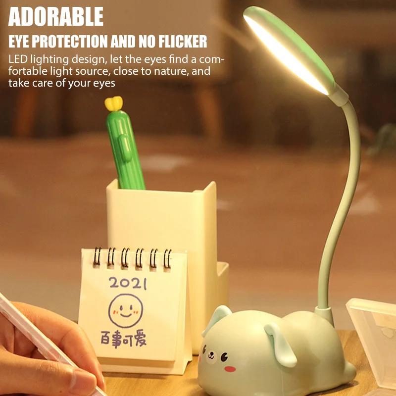 

Cartoon Cute Pet Animal Fawn Calf Puppy Usb Recharge Battery Led Table Night Light Child Eye Protection Warm White Desk Lamp