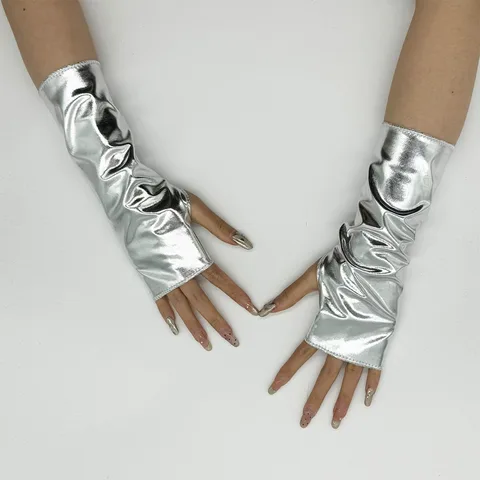 Искусственные кожаные перчатки без пальцев, панк стиль