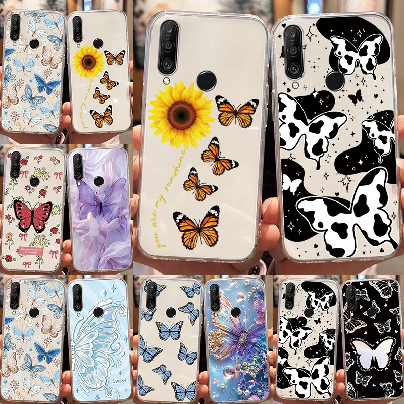 Чехол для телефона с розовой бабочкой Huawei Y6S 8A Y7 Y9 P30 P20 Pro Lite Nova 6 SE P Smart 2019 2021 Honor 9X 9C