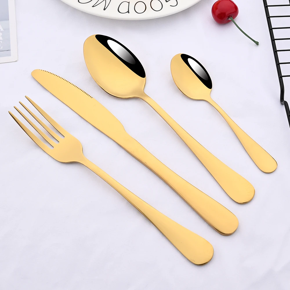 Rainbow Mirror Finish Dining Cutlery Set - Knife, Fork & Spoon Flatware