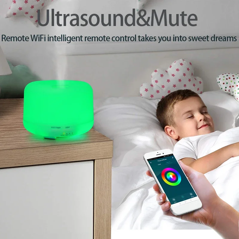 Inteligentny nawilżacz powietrza Tuya Wifi 500 мл Bezprzewodowy dyfuzor olejowy Kontrola aplikacji Mist Maker z Alexa Google Home Dyfuzor