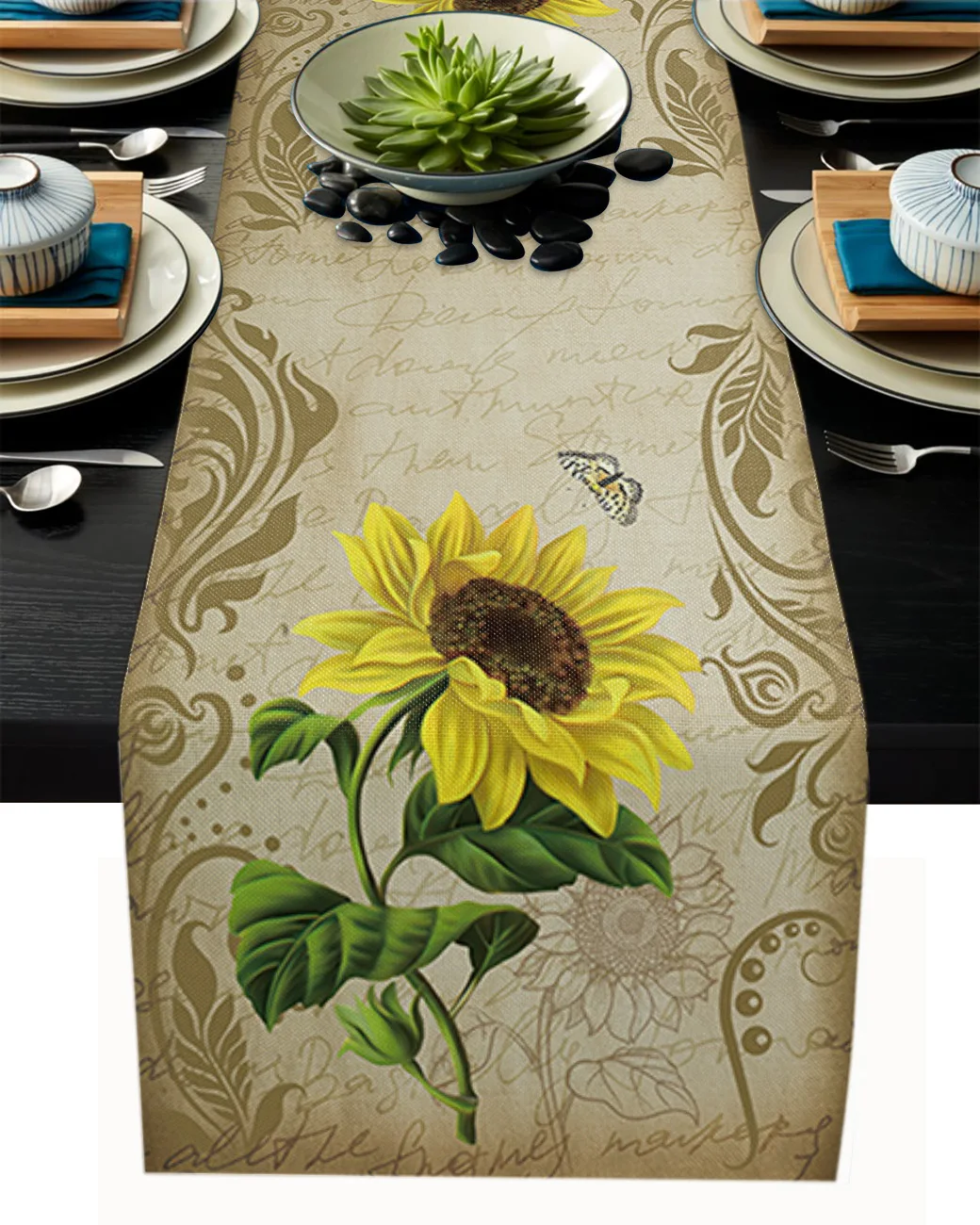 

Pattern Sunflower Butterfly Tablecloth Table Runner Decoration Home Decor Dinner Table Decoration Table Decor