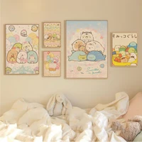 kawaii cartoon pink sumikko gurashi anime posters wall art retro posters for home wall decor