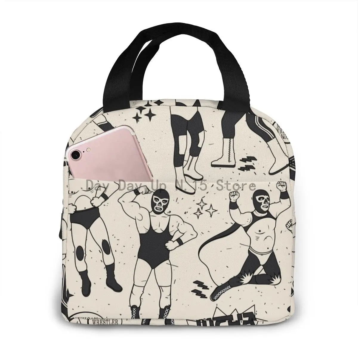 

Luchadores Heroes Of Mexican Wrestler Night Cooler Lunch Box Portable Insulated Lunch Bag Thermal Food Picnic Lunch Bags