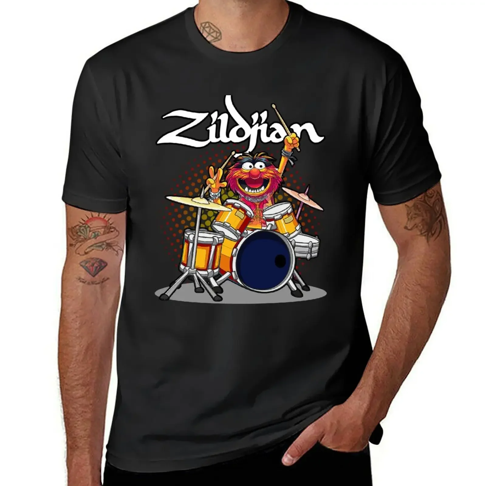 Футболка ZILDJIAN с изображением животных барабанов тарелок дешевые хлопковые
