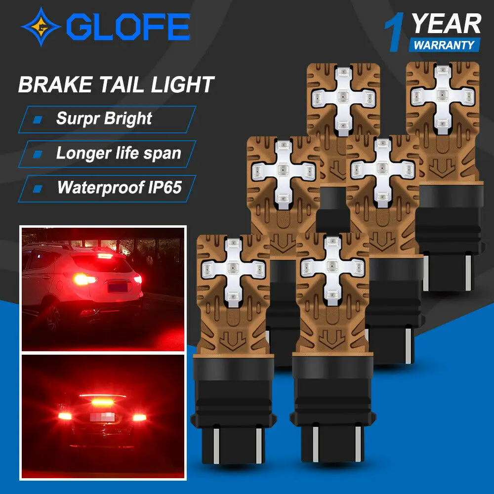 

6X Glofe 3157 Red Led Red Brake Stop Tail Turn Signal Blinker Corner Light Bulbs