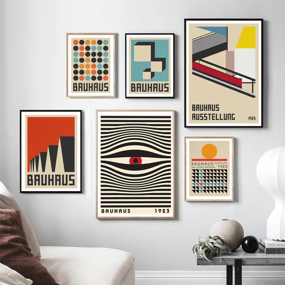 

Bauhaus абстрактные линии Геометрические полосы скандинавские винтажные настенные художественные картины на холсте постеры и принты картинк...