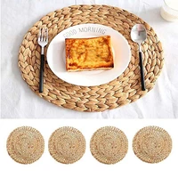 natural table mat hot placemat round braided woven mat heat resistant handmade water hyacinth insulation anti skidding pad