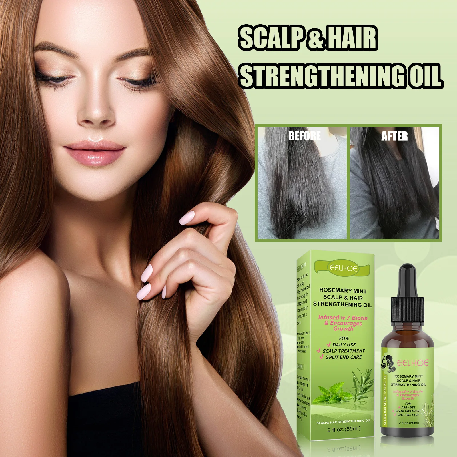 

Mint Hair Nutrition Liquid Hair Growth Liquid Scalp Massage Nursing Soothe Dry, Irritable, Strong and Tough Hair Care