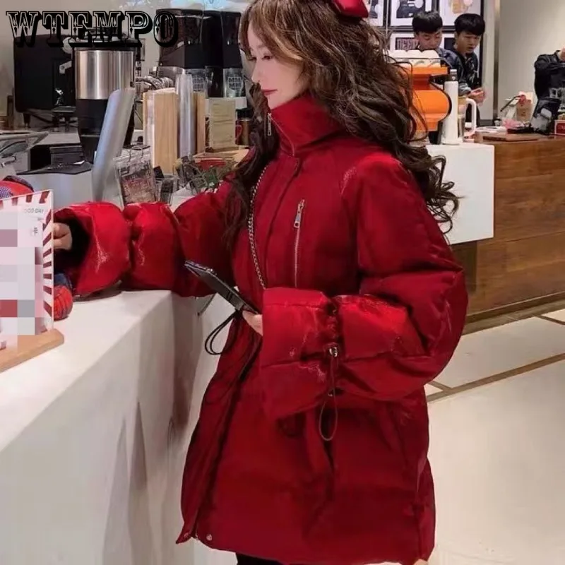 Теплая Женская куртка средней длины WTEMPO с расклешенными рукавами пуховик на