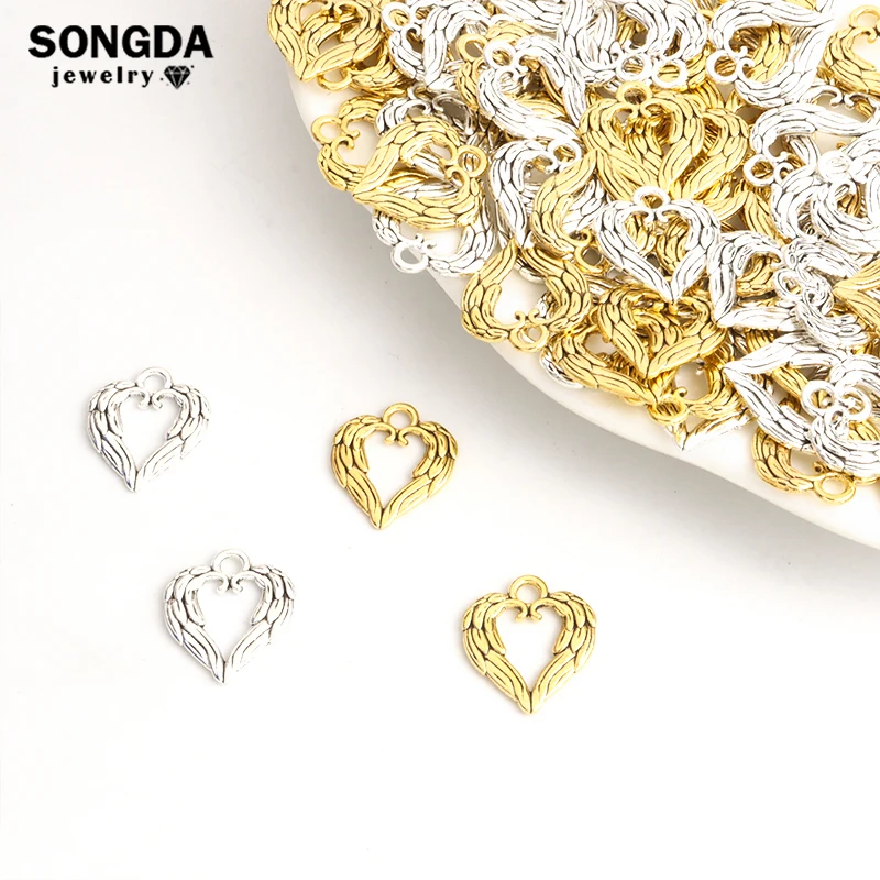 

15pcs Heart Wing Charms Gothic Punk Style Fashion Vintage Pendants DIY Making Necklace Earrings Handmade Y2K Jewelry Accessories