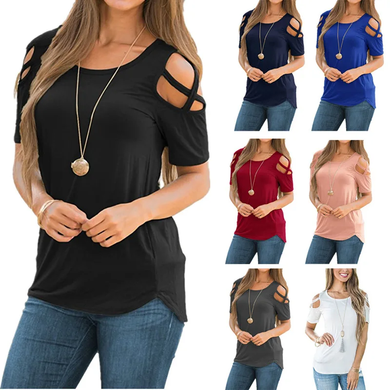 Summer Black Solid Short Sleeve Sexy T-shirts Women Casual Off Shoulder Tees Tops Female Simple Basic Tshirts for Ladies 2022