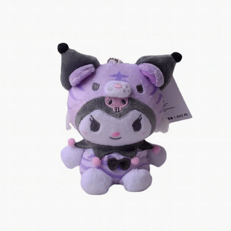 Фото Kawaii Sanio Мультфильм Плюшевая Кукла Брелок Mymelody Kuromi превращается в Китайский Зодиак тигр плюшевая подвеска на рюкзак подарок №3