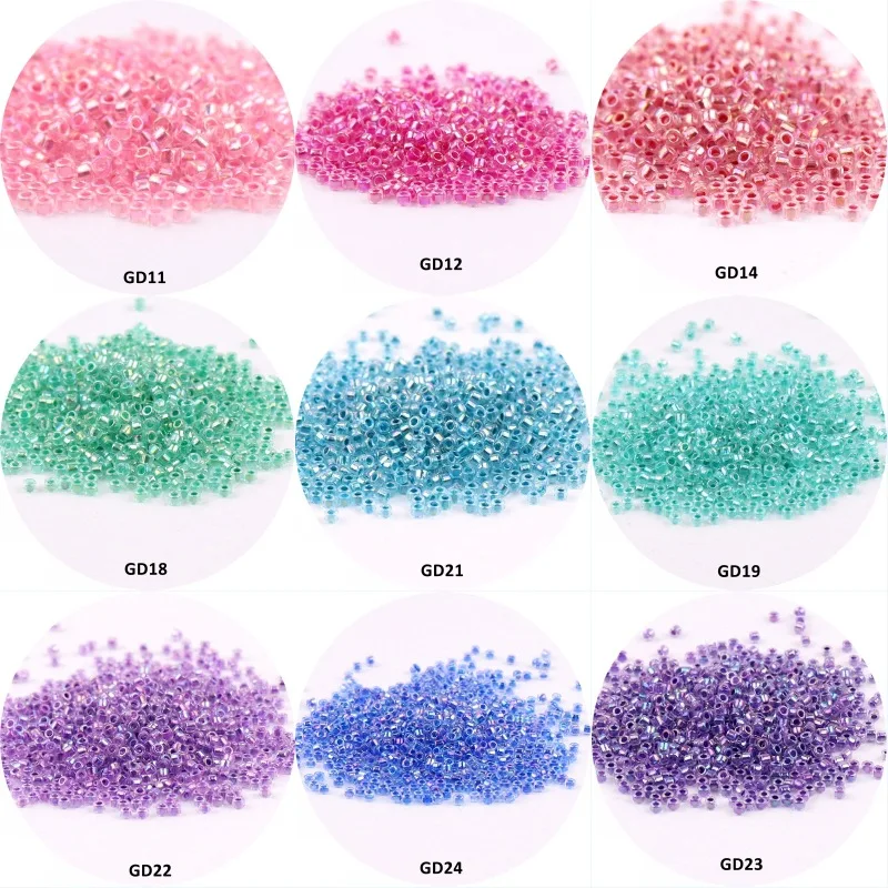 

1.3x1.6mm high quality dyed heart antique Dong beads with uniform size magic colored glass rice beads DIY French embroidery bead