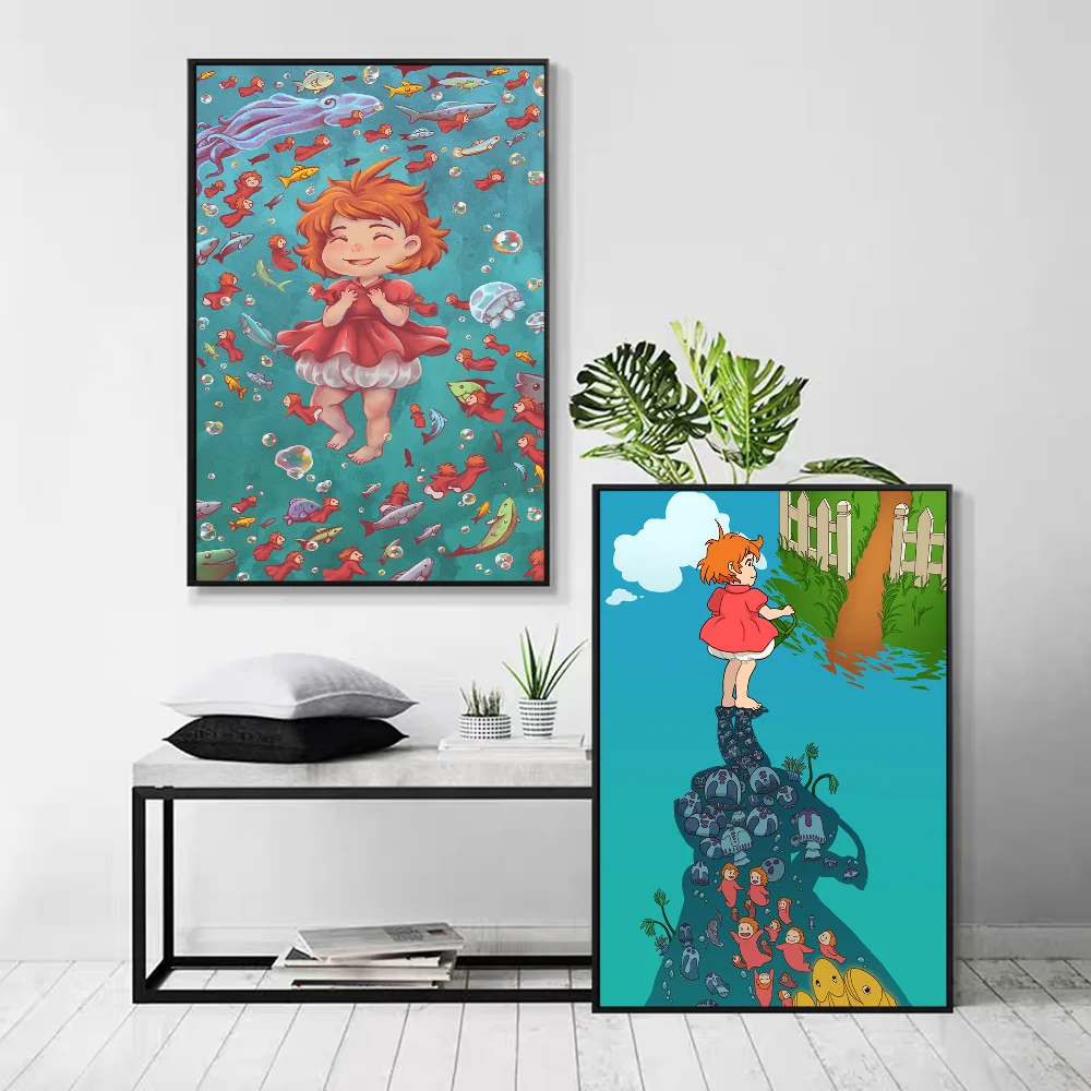 Ponyo On The Cliff хорошее качество принты и постеры винтажный декор для комнаты бара