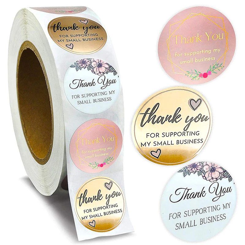 

500PCS/roll thank you for support stickers Gift Seal Labels For Shop