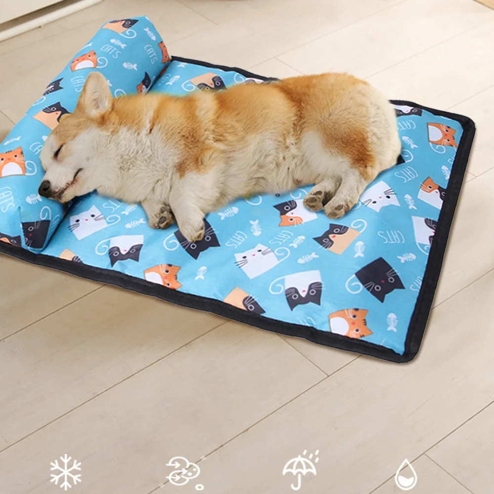 

Pet Sleeping Mat Pillow Cooling Summer Dogs Cats Ice Silk Camping Blanket Cushion Bed Dog Sofa Kitten Puppy Free Shipping