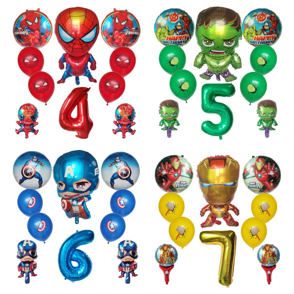 

10pcs MARVEL The Avengers Spiderman Aluminum Foil Balloons Kids Birthday Party Decoration Baby Shower Iron Man Hero Globos Gifts