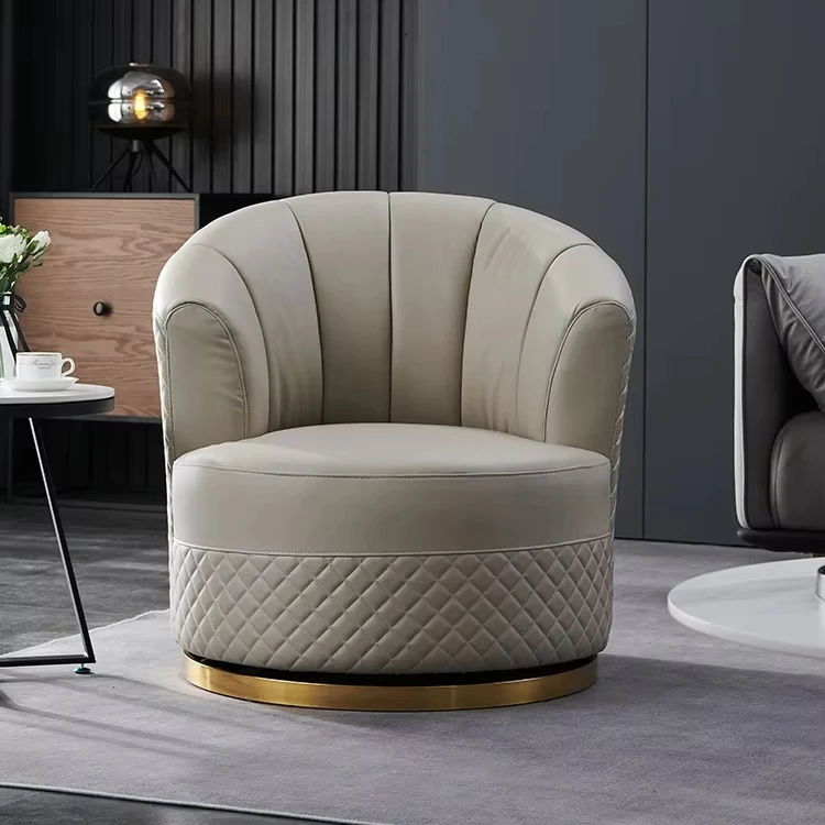Фото Стулья для гостиной Factory Direct Argyle Кожа из микрофибры Круглая вращающаяся мебель для гостиной Удобный подлокотник Aset Acc №3