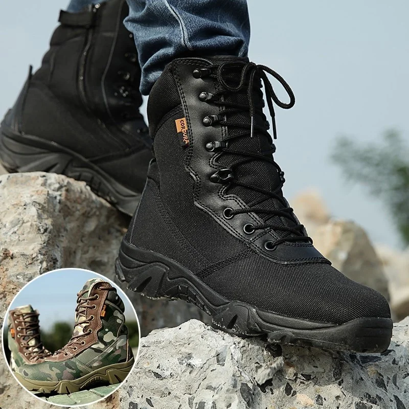 

Outdoor Climbing Wearproof Nylon Camouflage Military Shoe Men Hunt Hiking Training Camping Non-slip Tactical Desert Combat Boots