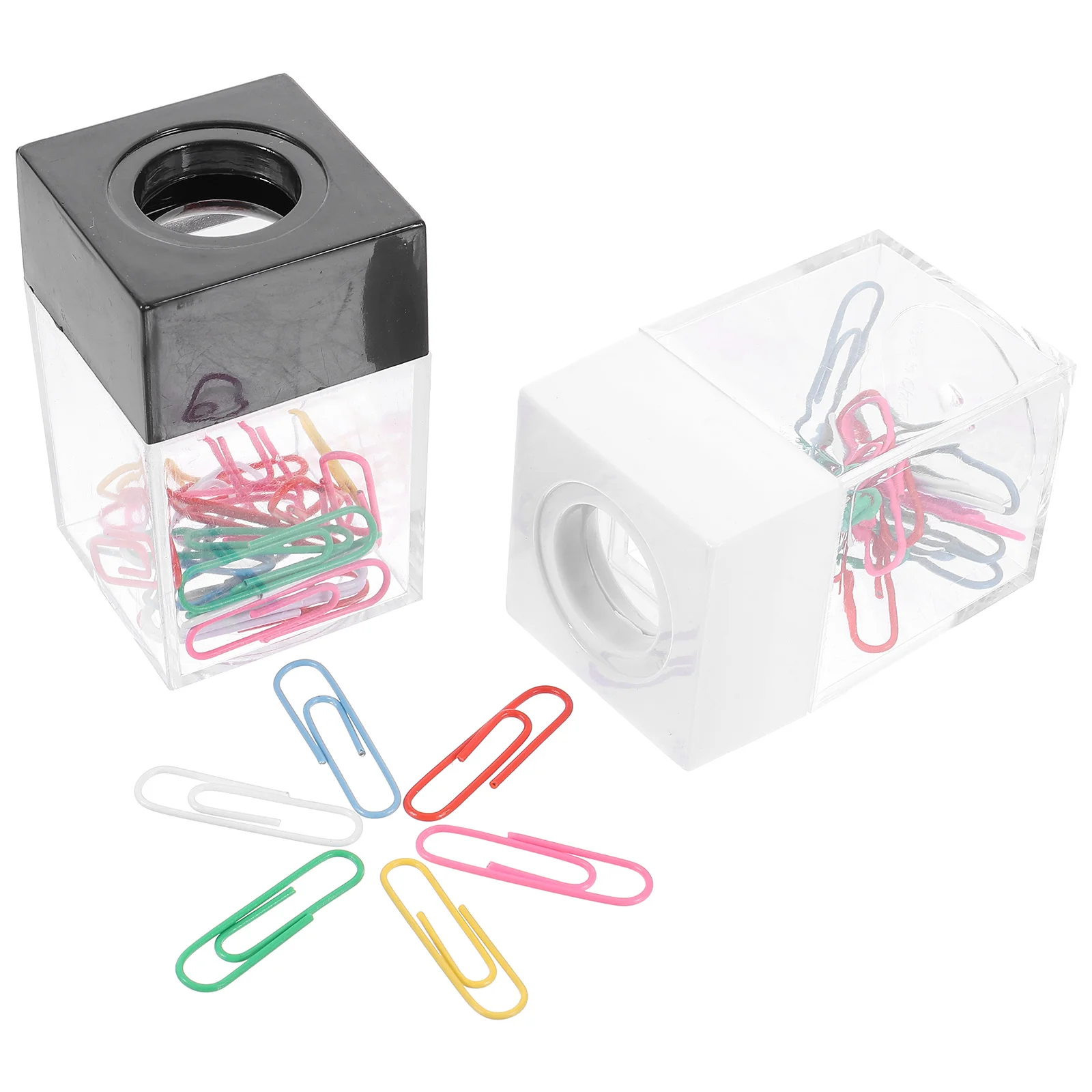 

2pcs Paper Clip Holders Square Paper Clip Dispensers Portable Paper Clip Container with Magnetic Top