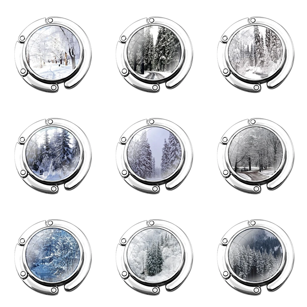 Зимний Белый Снежный Рождественский складной кошелек крючок для женского стола