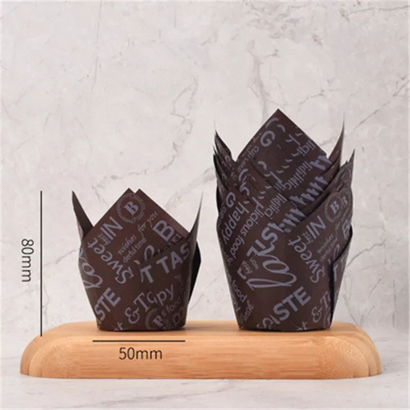 

NEW2023 50Pcs Letter Tulip Muffin Cupcake Paper Cup For Wedding Party Caissettes Cupcake Liner Baking Cup Tray Cake Pastry Wrapp