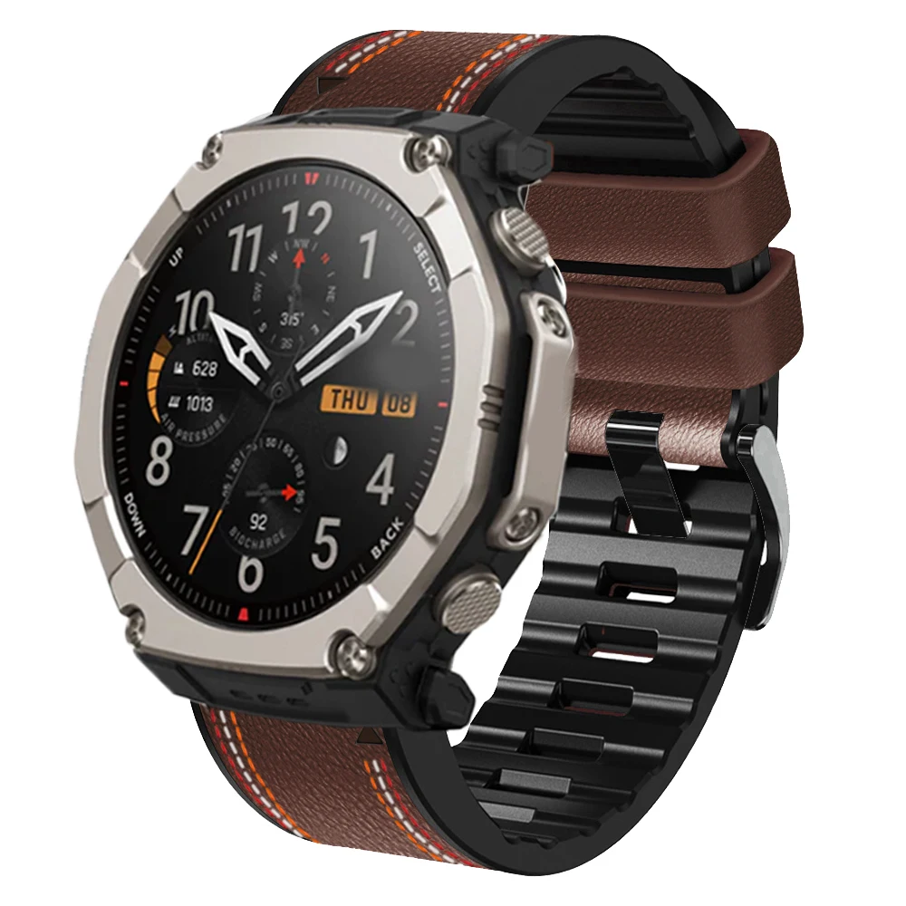 Фото Кожаный силиконовый ремешок QuickFit 26 мм для часов Amazfit T-Rex Ultra 2, 51 мм, водонепроницаемый, защищающий от пота, браслет-ремешок №2