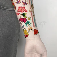 owl flower fruit coconut letter tattoos stickers women body waist arm art tattoos temporary girls butterfly tatoos rose chains