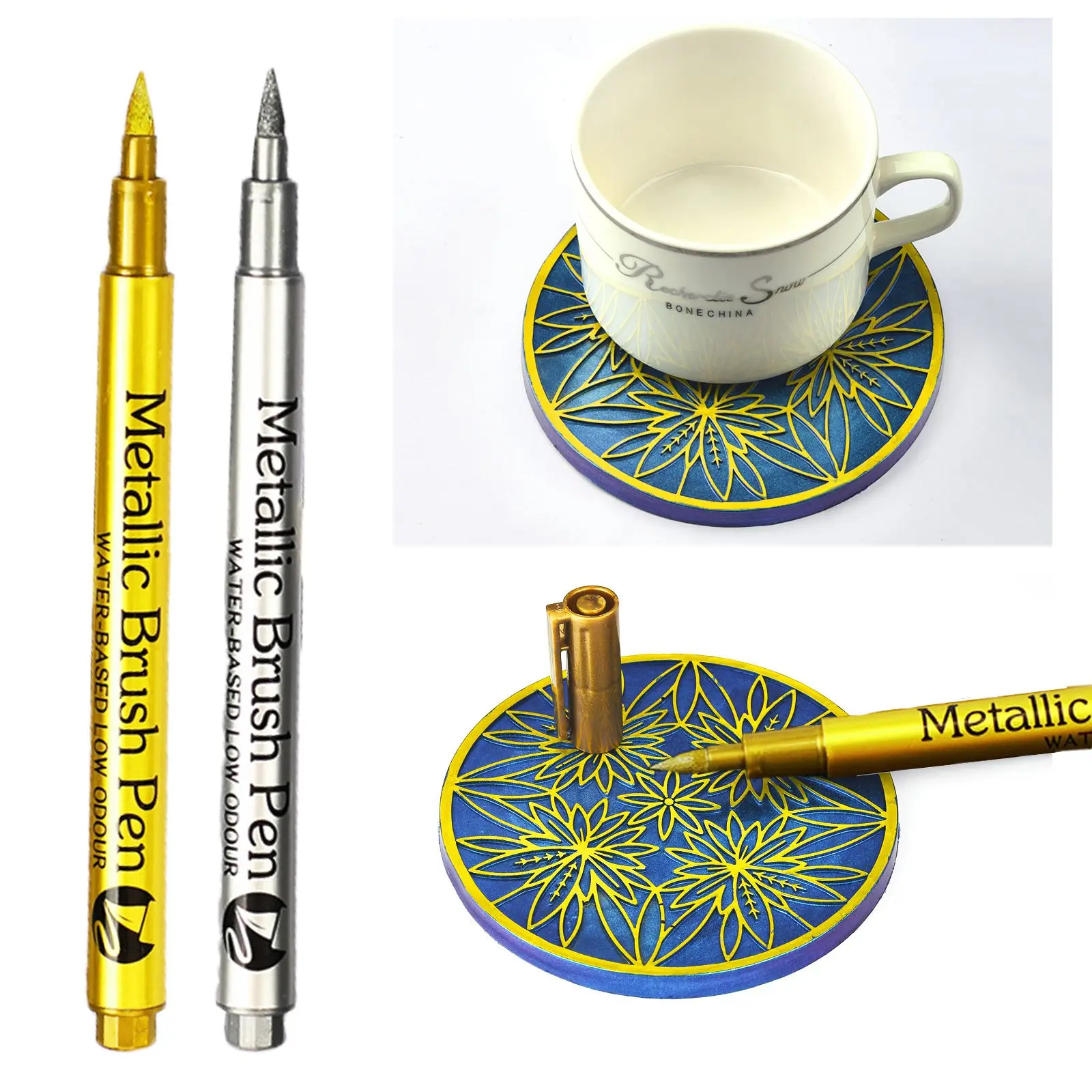 Металлическая ручка золотистая и серебристая искусственная для рисования