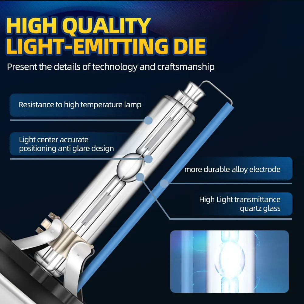 Яркие фары Super Bright D1S D2S D3S D4S Xenon HID Car Bulb 35W 9000LM Автомобильные фары 4300K 6000K 8000K 10000K 12000K on.
