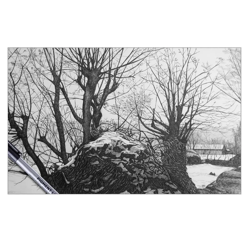 9Pcs/set Pigment Liner Micron Ink Marker Pen 0.05 0.1 0.2 0.3 0.4 0.5 Brush Tip Black Fineliner Sketching Manga Drawing | Канцтовары для