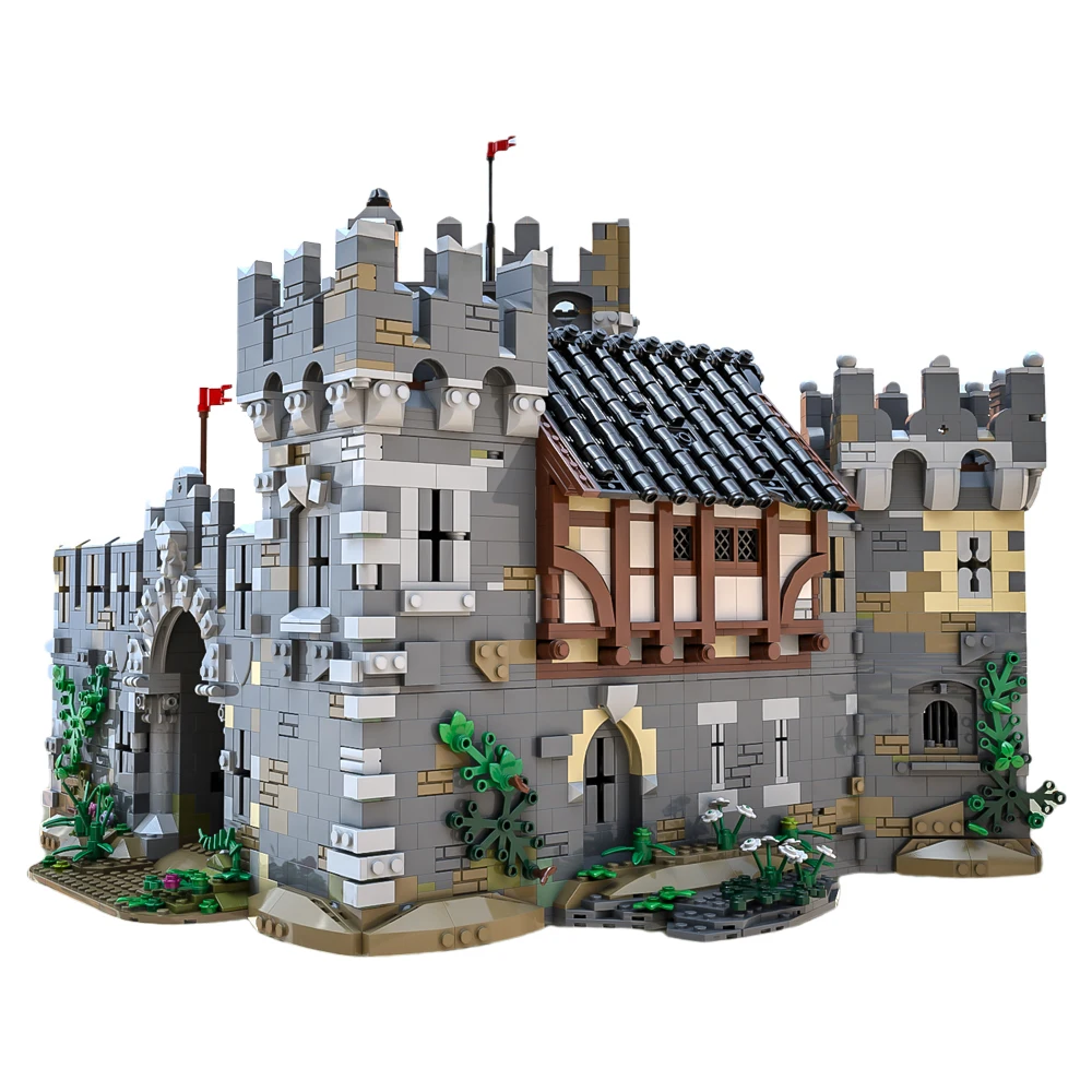 

MOC Retro Medieval Fortress Lions' Castle Set Royal Architecture Idea Assemble Building Blocks Toys MOC Children Birthday Gifts