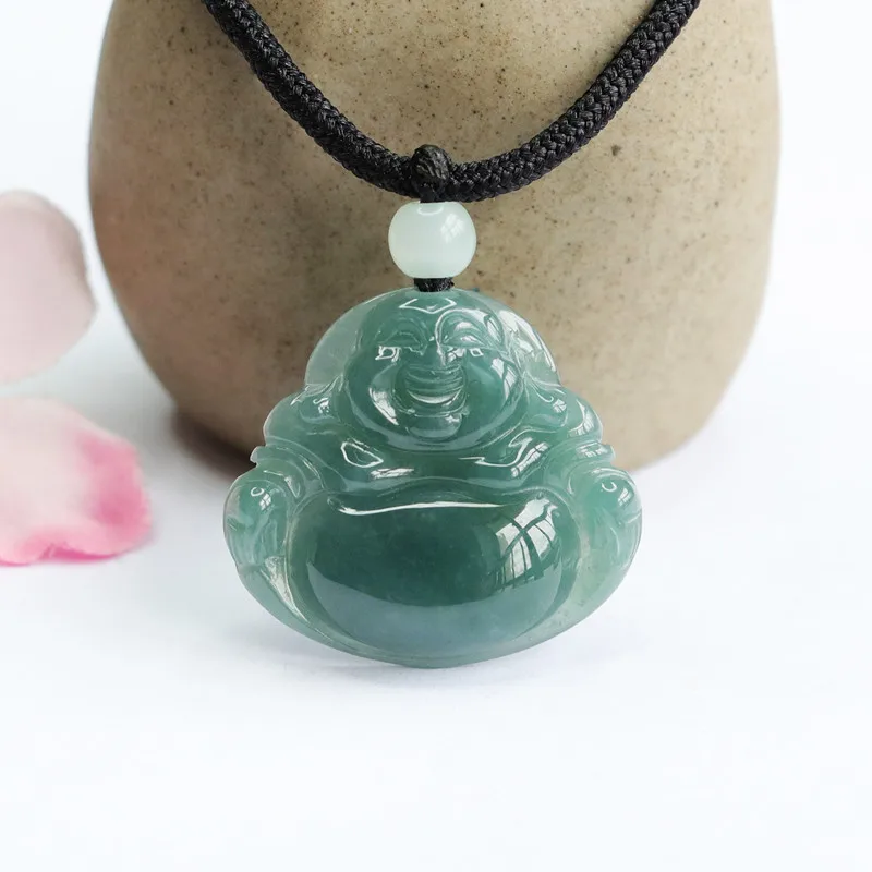 

Бирманский нефрит подвеска Maitreya энергетическое Настоящее синее натуральное ожерелье камень Будда драгоценный камень жадеит ювелирные изделия дизайнерские амулеты