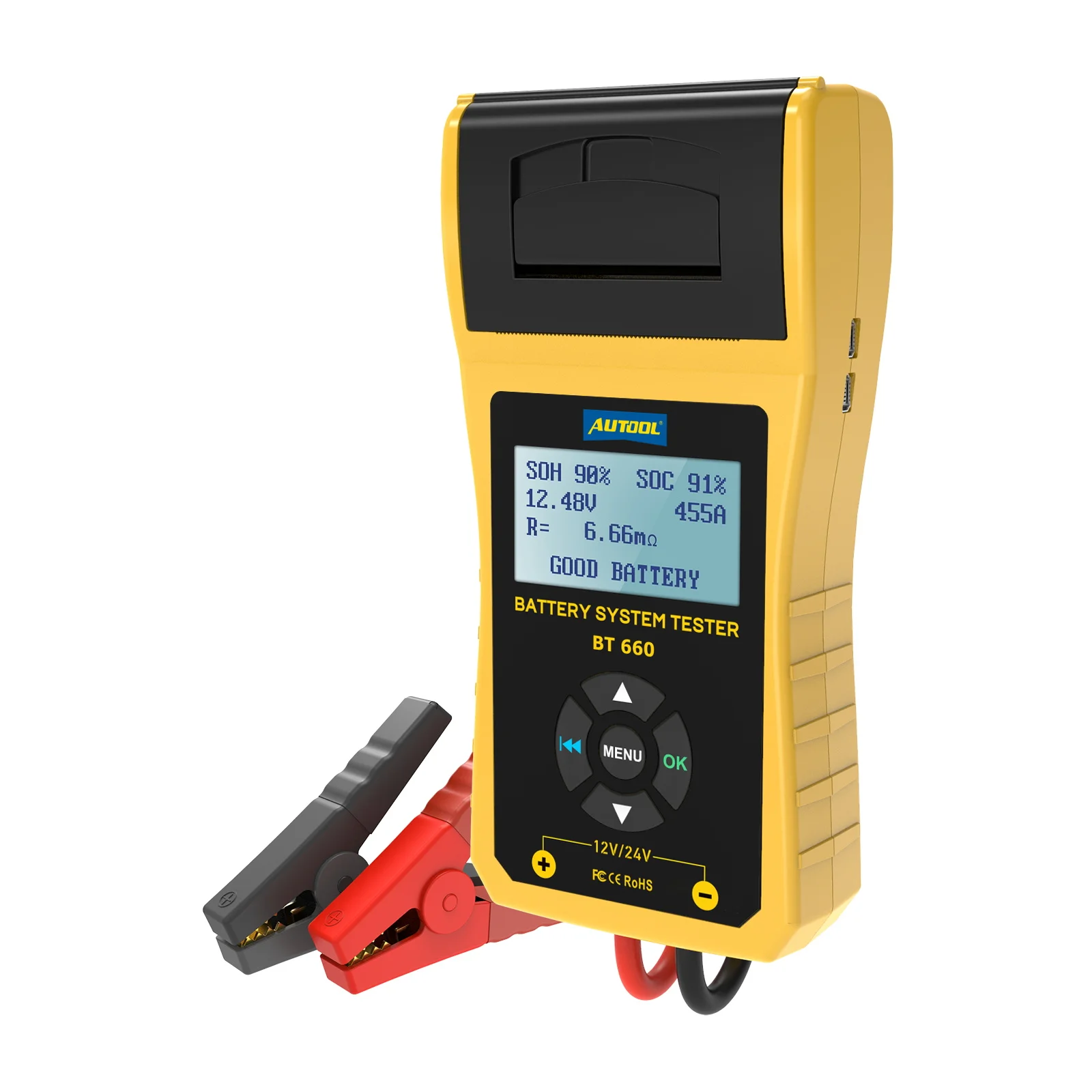 

AUTOOL BT-660 Car Battery Tester with Built-in Printer BT660 Battery Analyzer for Flooded, AGM, GEL, EFB Detect Bad Battery Cell